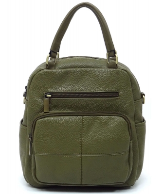 Pebbled Top Handle Convertible Backpack CMS045 OLIVE